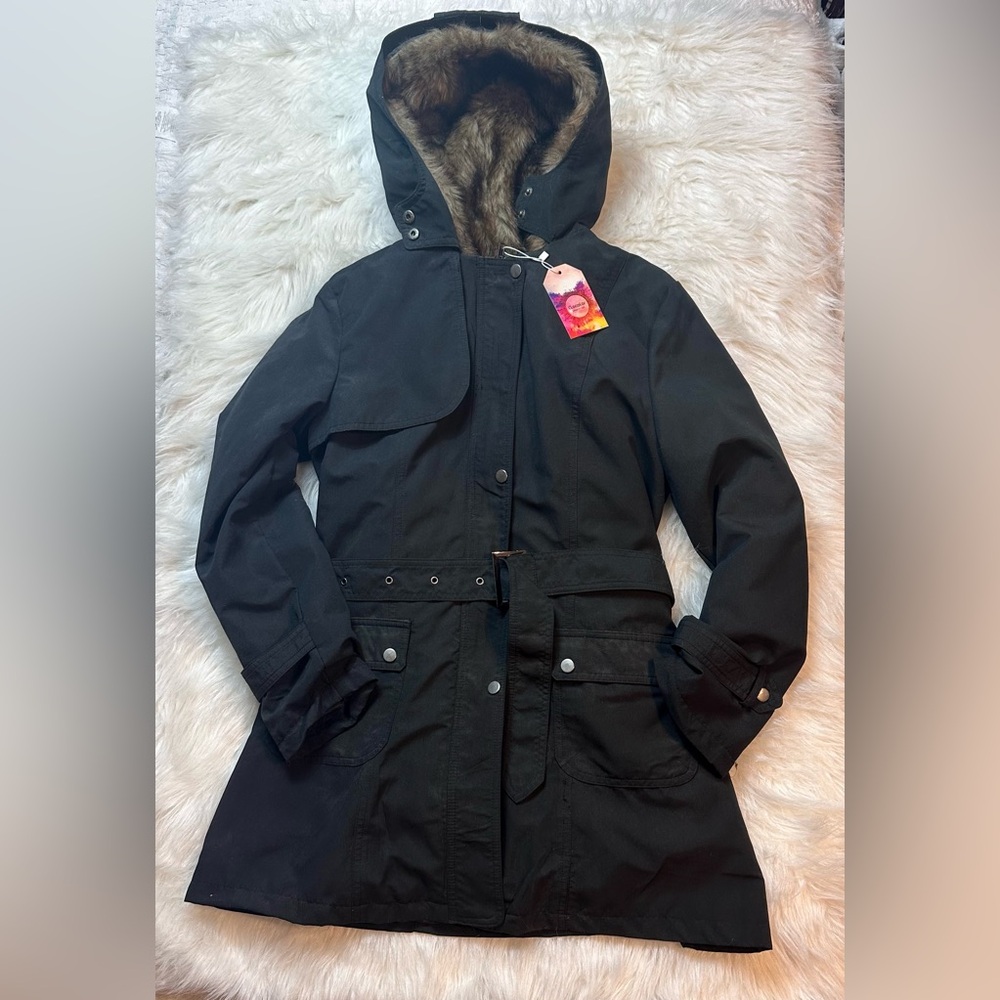 Women's Black Faux Fur Lined Utility Jacket